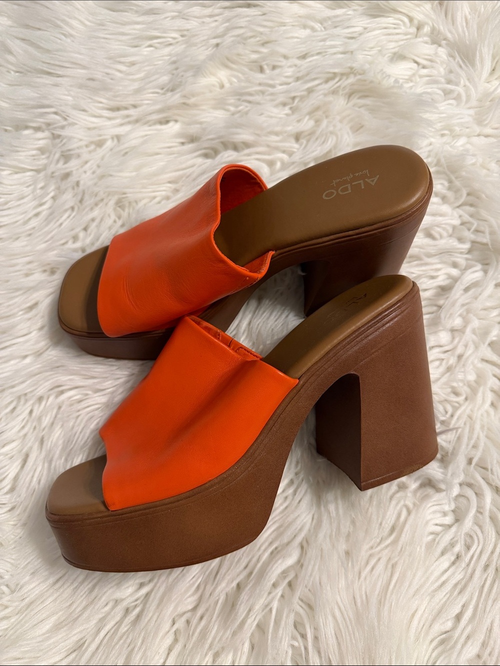 ALDO Orange  Platform Slide Sandals size 9 BNWOT